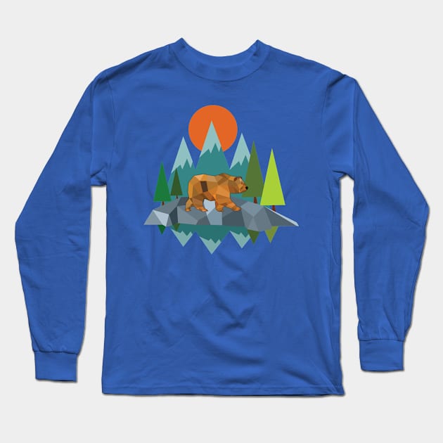 Nature Bear Abstract Long Sleeve T-Shirt by CrissWild